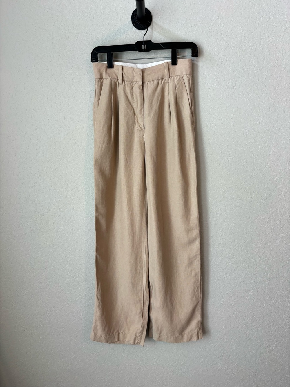 Wilfred Aritzia Effortless Linen Wide Leg Pants Natural Beige Size 2 - Picture 6 of 10